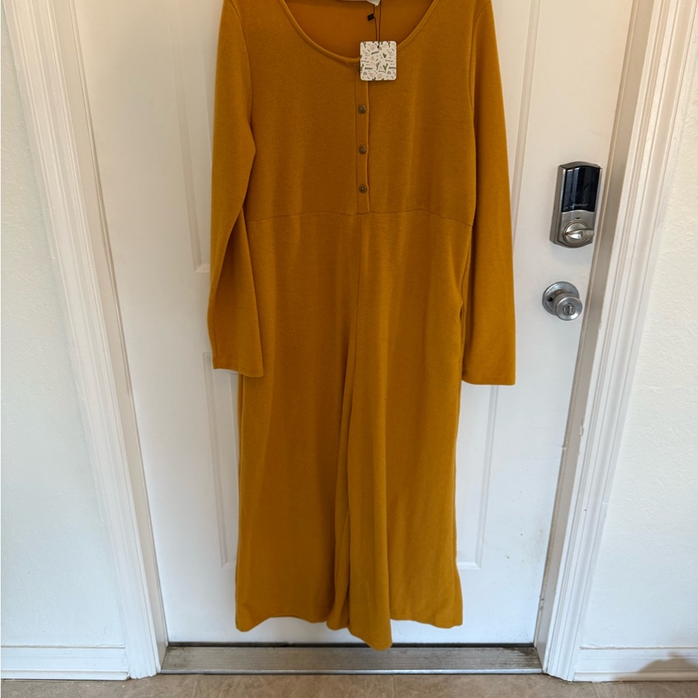 Three Bird Nest Mustard Long Sleeve Jumpsuit